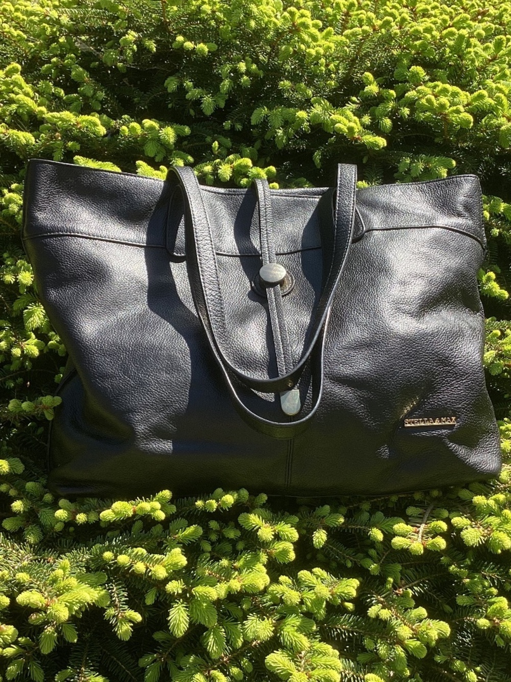 Stella & Max Beautiful Black Leather Full Zip Tote Handbag🦋
